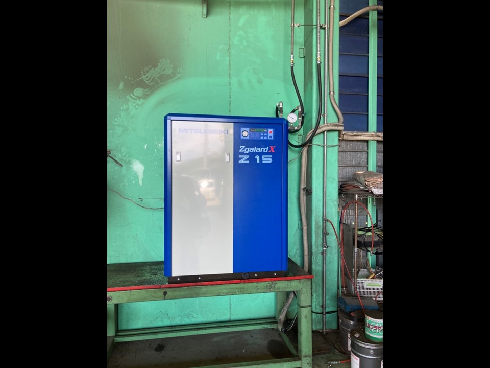 お客様の工場（リサイクル関連）にて「コンプレッサー入替工事」を行いました（岐阜県山県市）